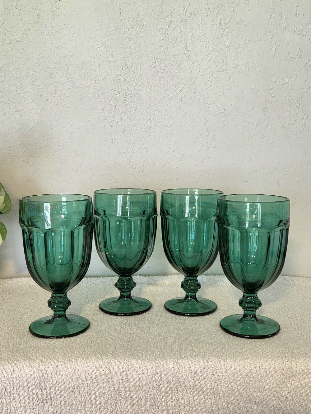 Vintage Libbey Gibraltar Duratuff Goblets Juniper Green Set Of 4
